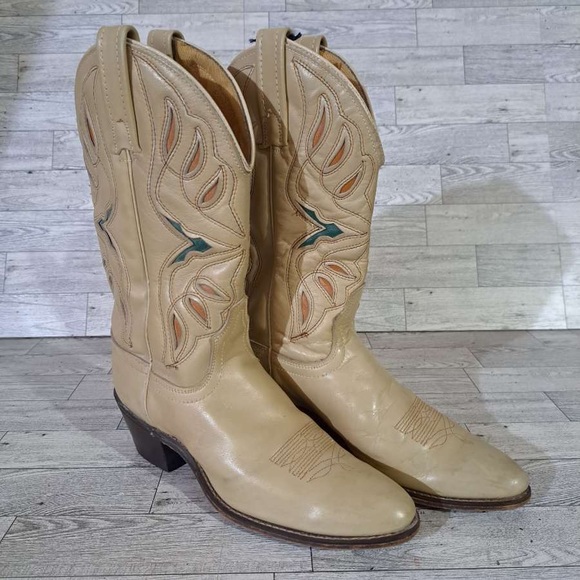 ACME Shoes - Women's Vintage Acme Western Tan Leather Festival Rodeo Cowboy Boots Size 7